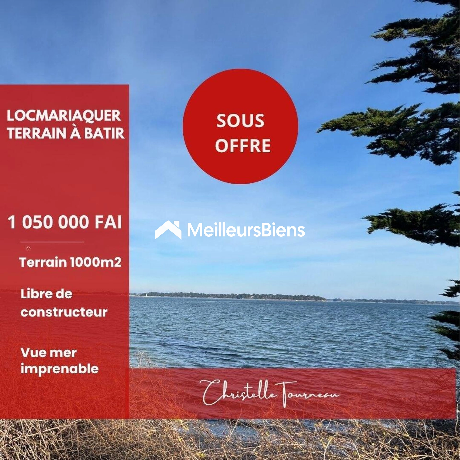TERRAIN CONSTRUCTIBLE FACE À LA MER À LOCMARIAQUER