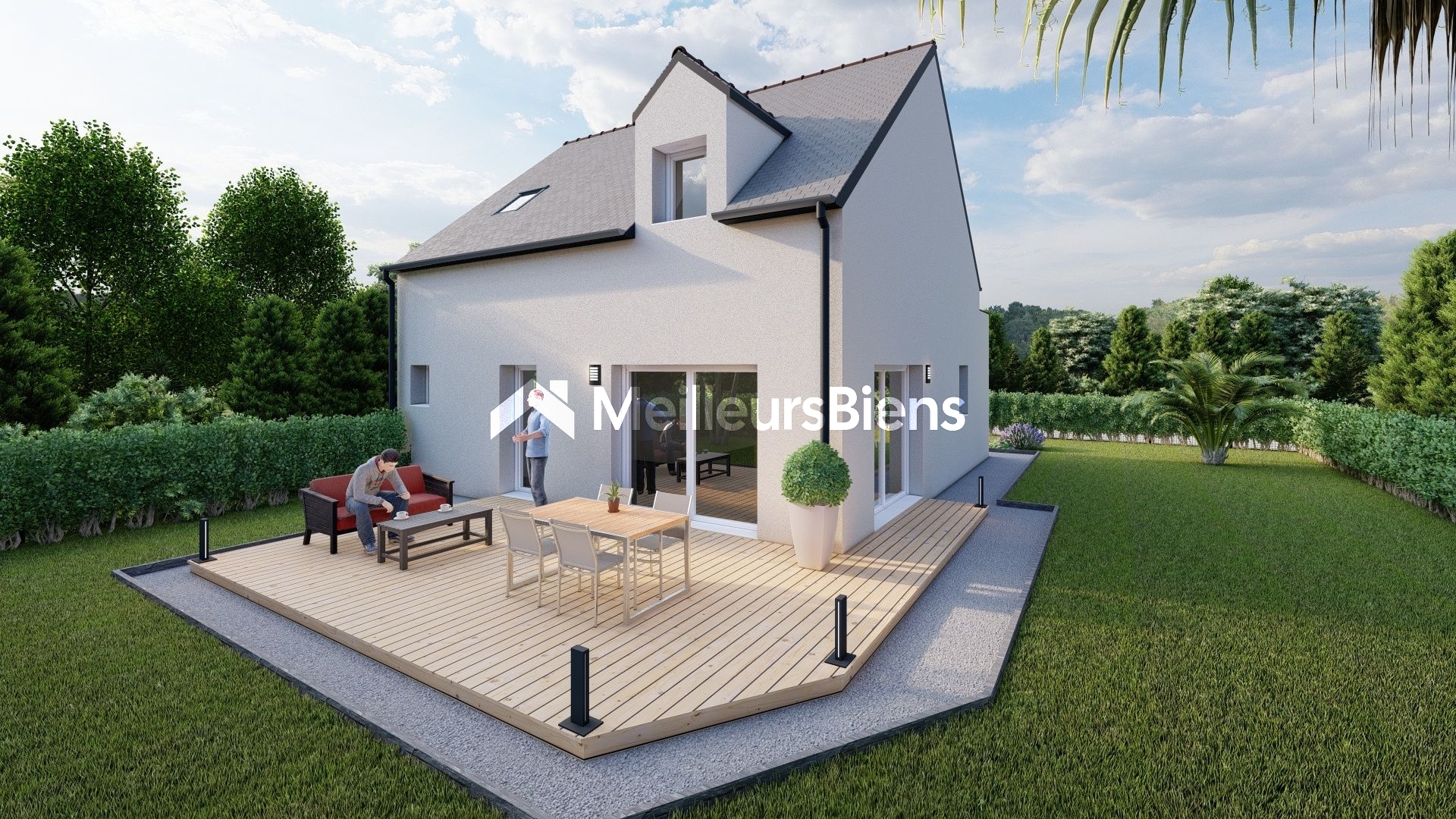Terrain constructible borné et viabilisé