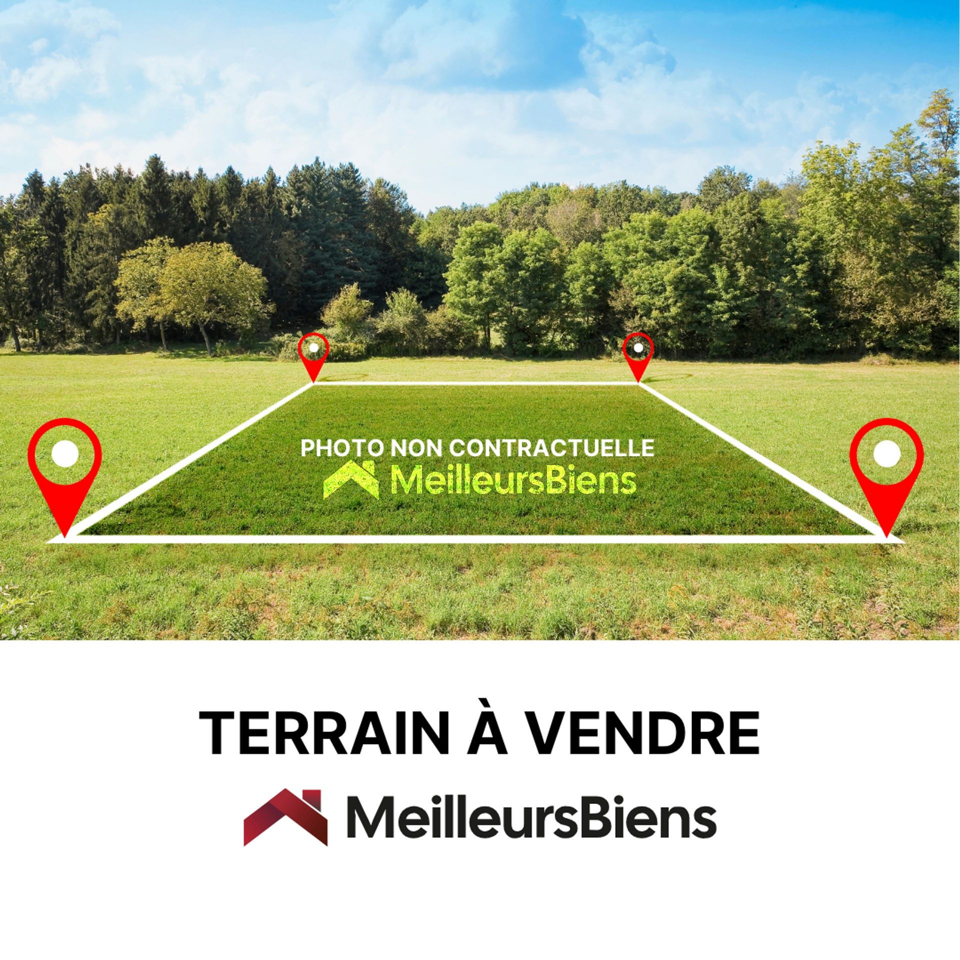 Terrain constructible borné et viabilisé