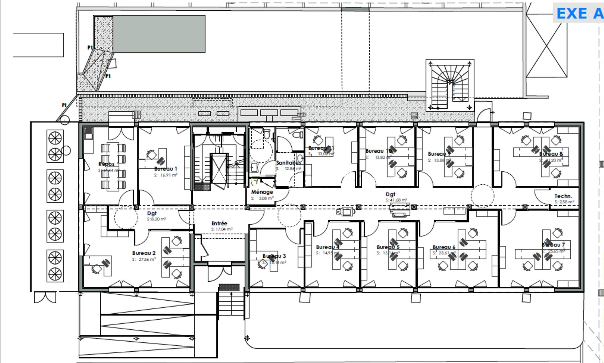 Auch - Local rénové 297m2 -11 bureaux avec parkings, clim, accès PMR