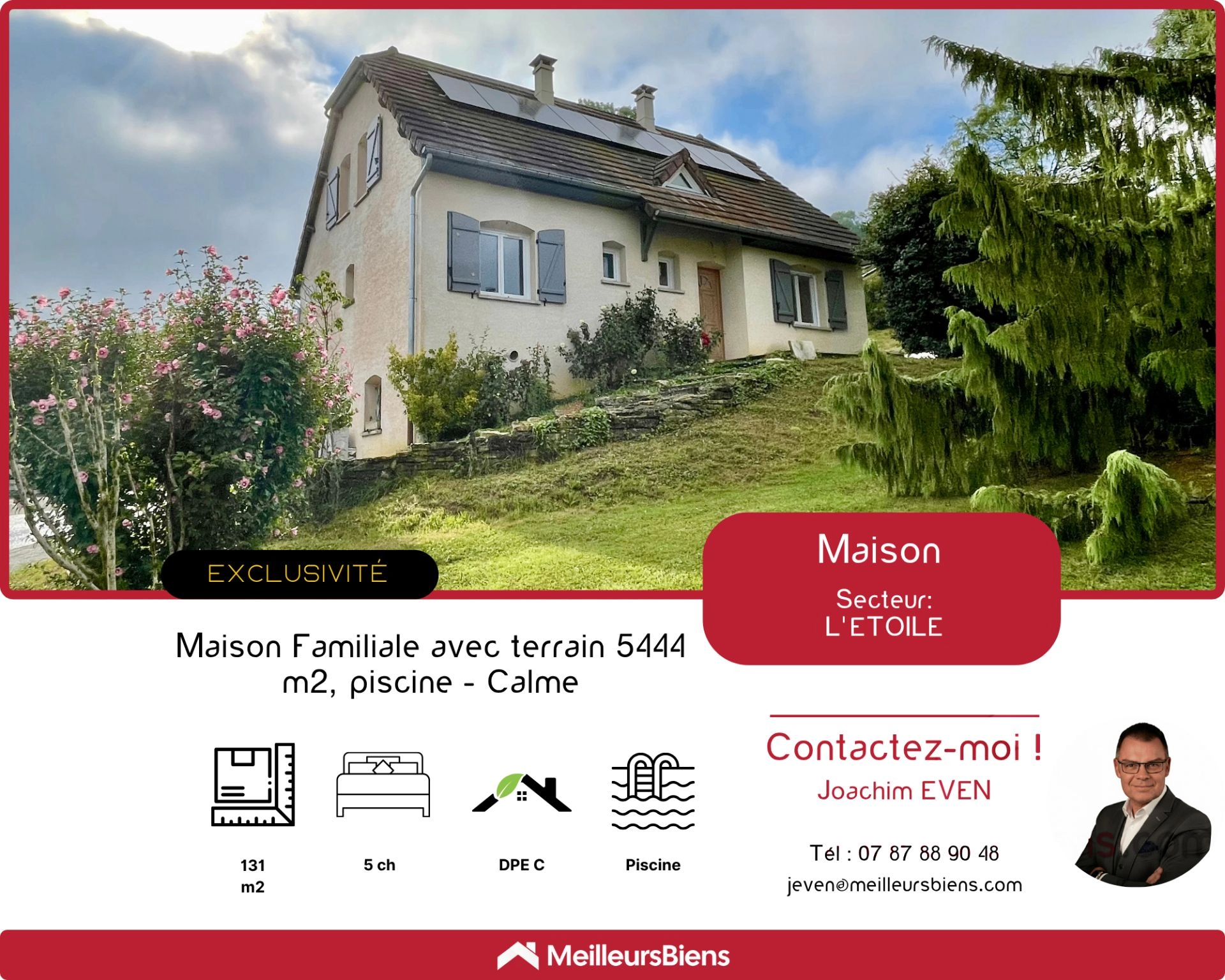 Maison familiale avec piscine, grand terrain et superbe vue – L’Étoile (39570)