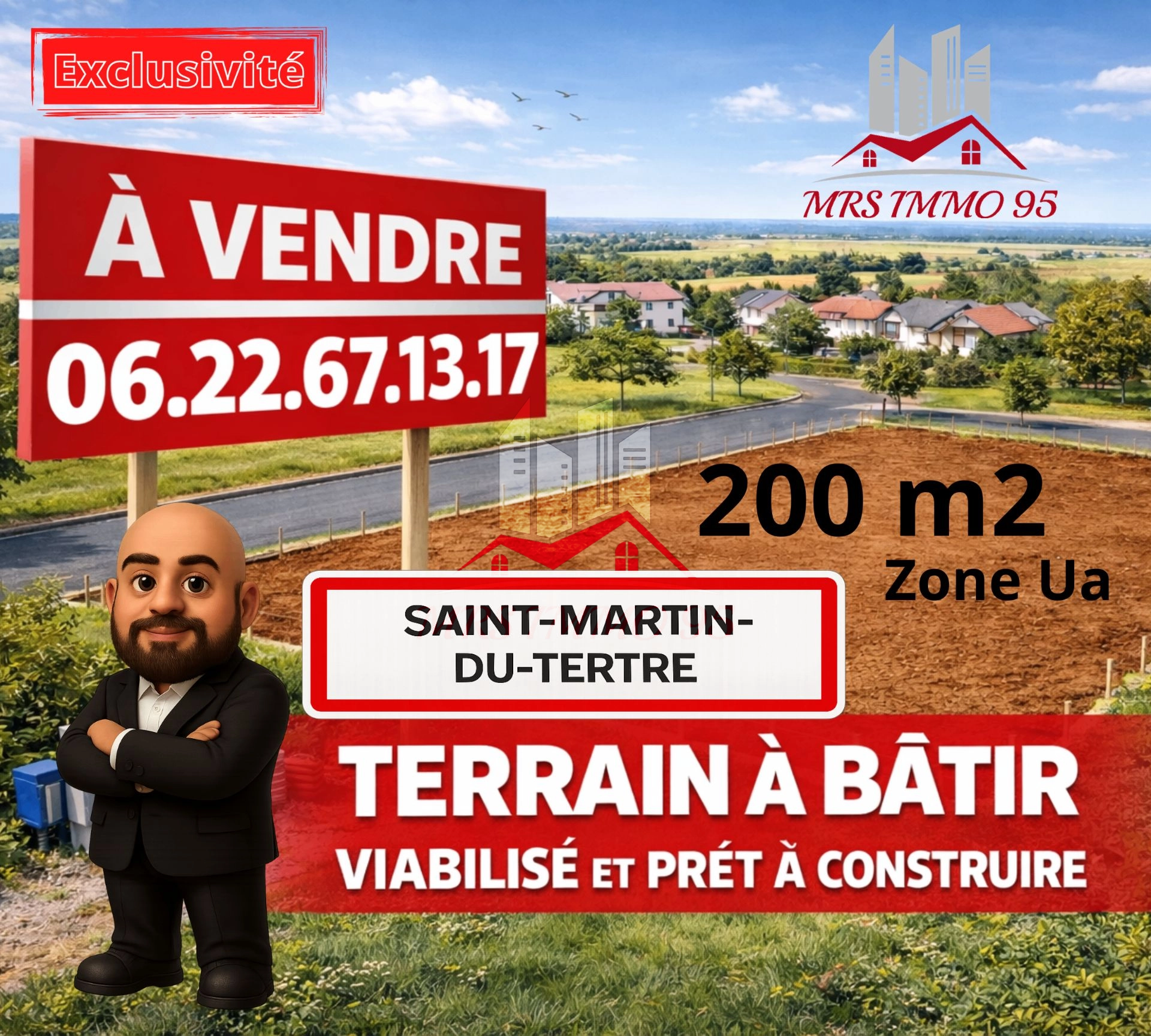 Terrain à bâtir viabilisé, de 200 m2, zone UA