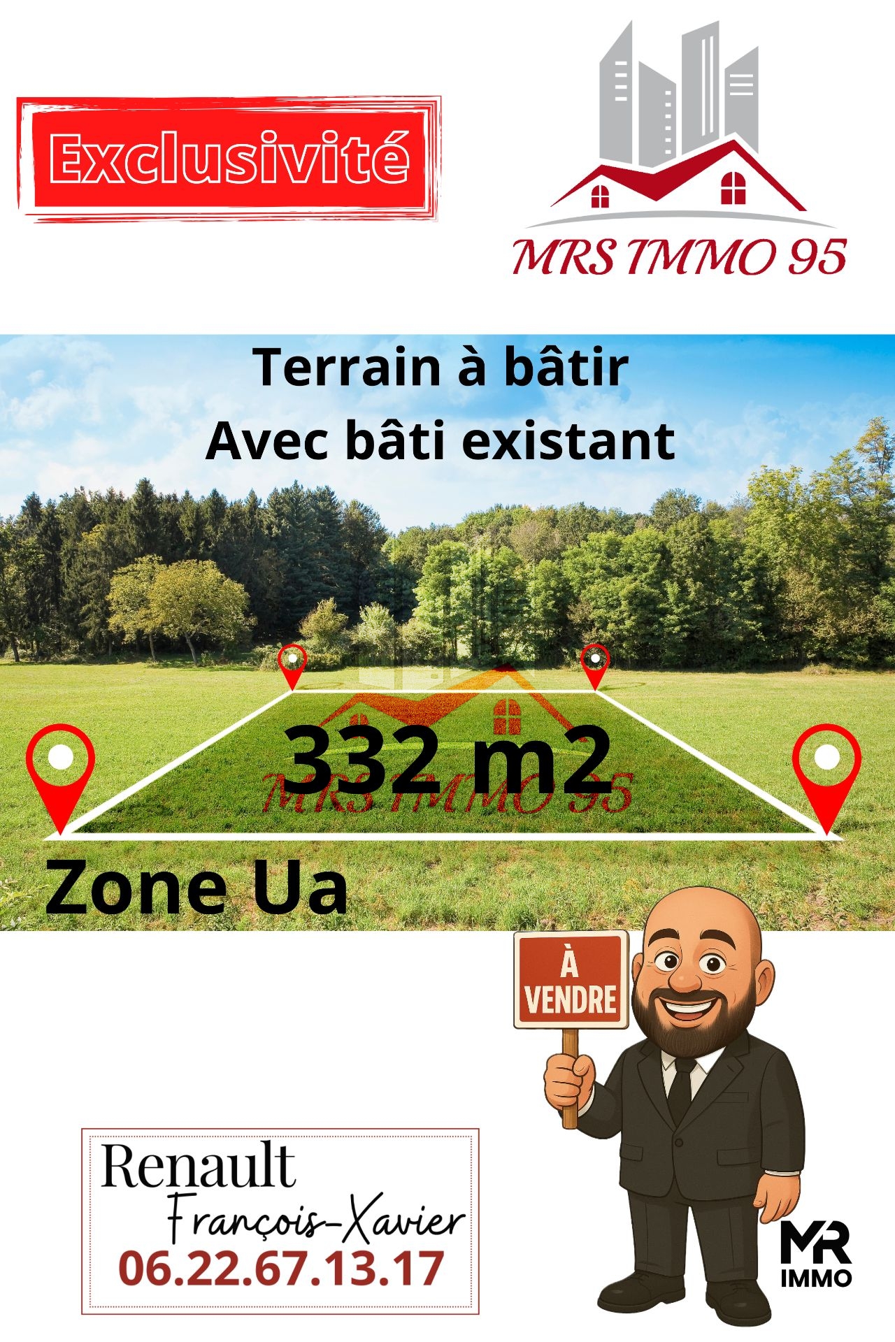 Terrain 332 m2 avec grange à aménager et bâtis existant