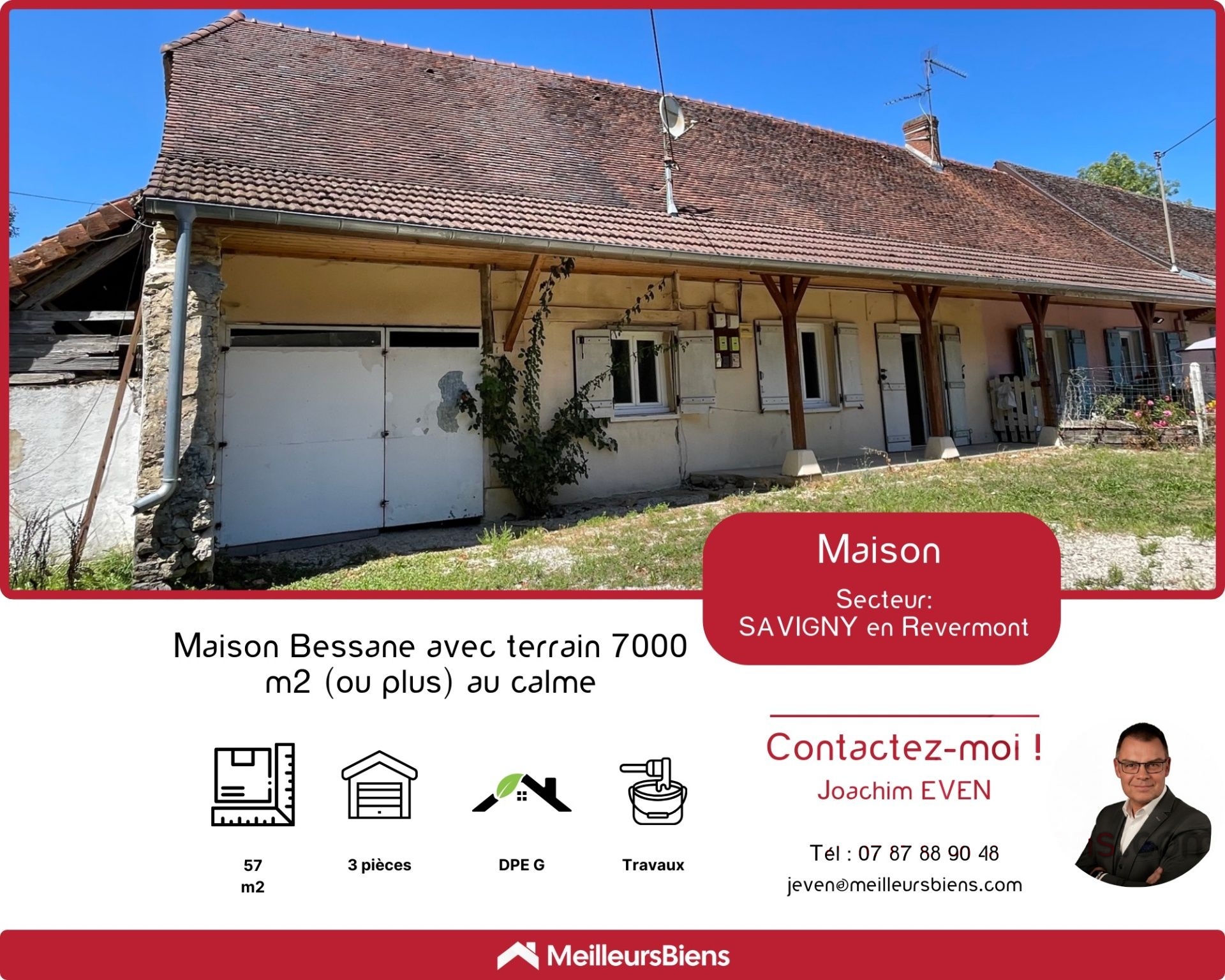 Maison 2 chambres à rénover avec du terrain