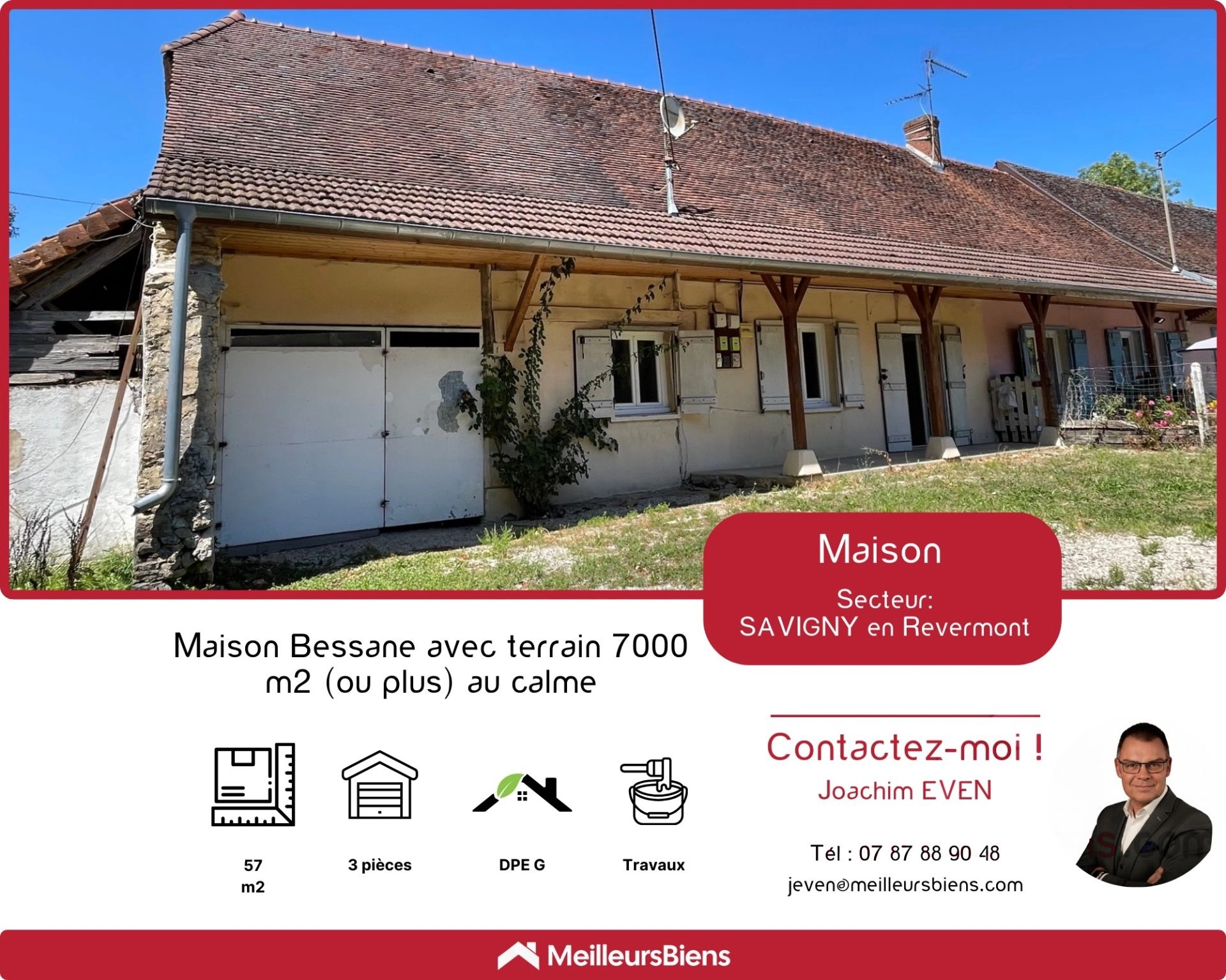Maison 2 chambres à rénover avec du terrain