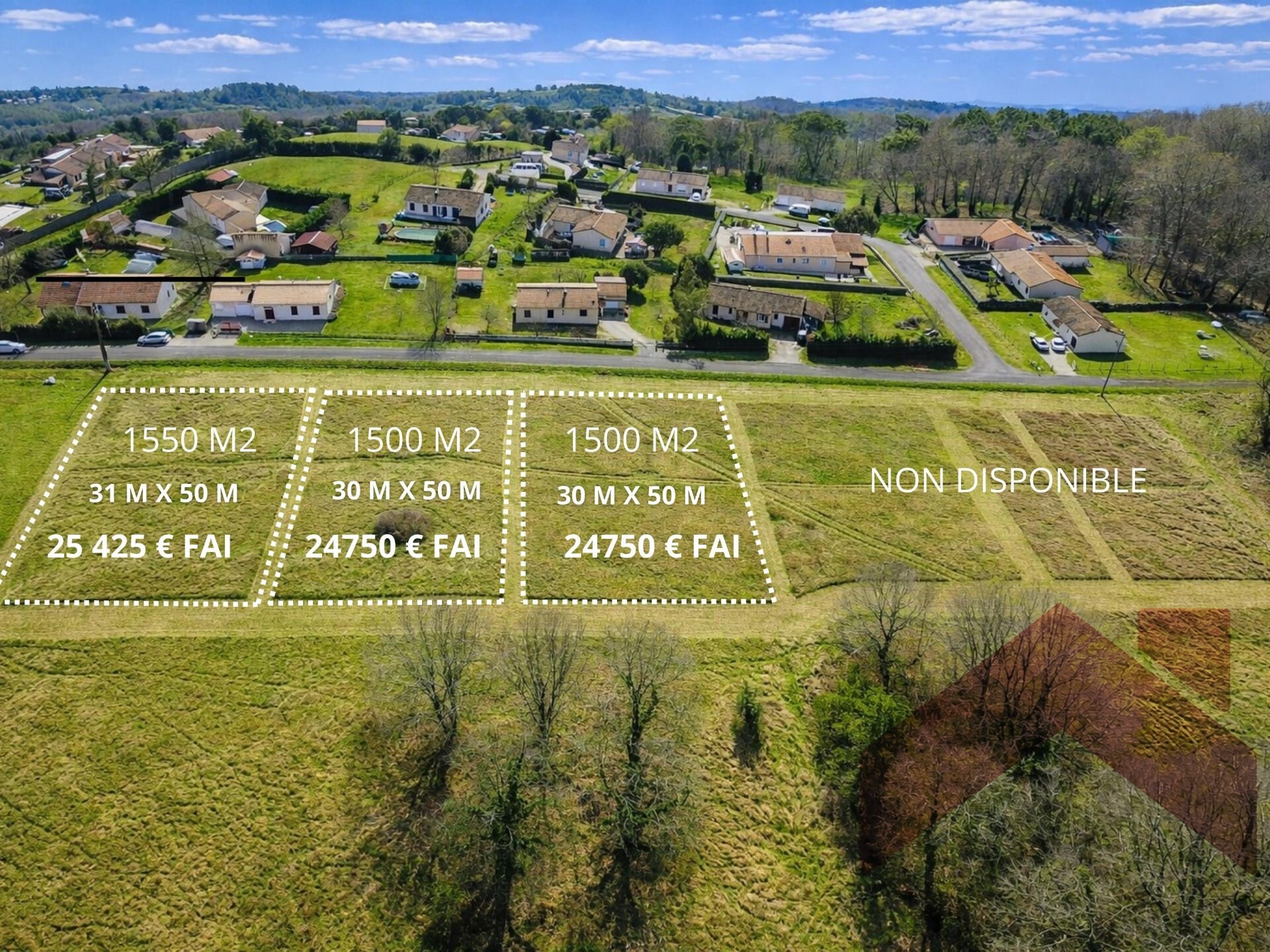 Douville: Terrains à bâtir au calme – à pied des commodités – dès 24 750 €