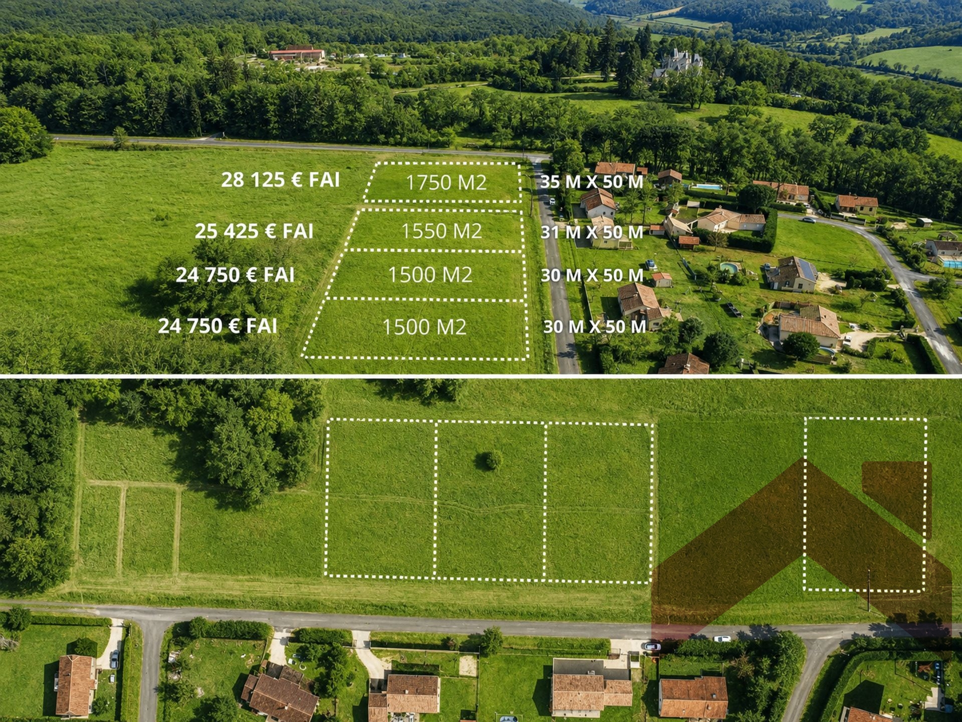 Douville: Terrains à bâtir au calme – entre Bergerac et Périgueux – dès 24 750 €