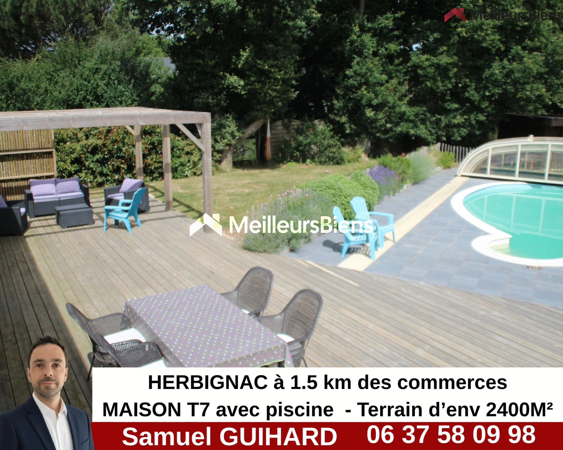 44410 HERBIGNAC - MAISON AVEC VIE DE PLAIN PIED - 4 CHAMBRES - PISCINE CHAUFFEE