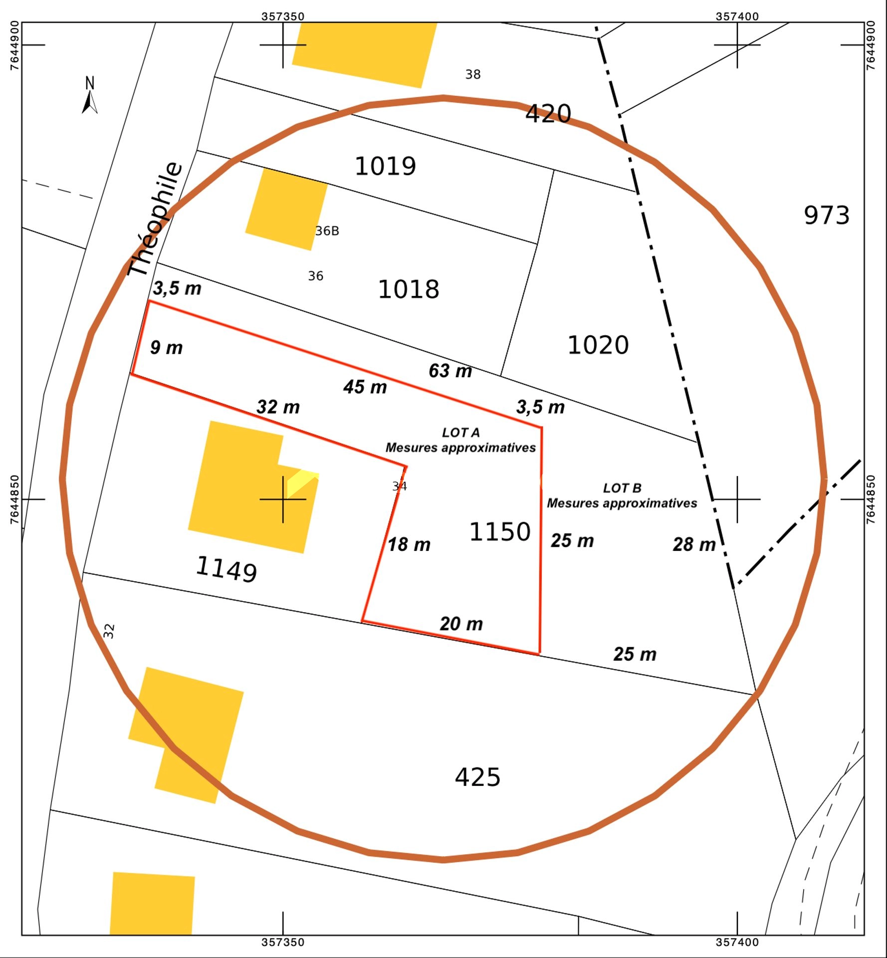 🌿 TERRAIN CONSTRUCTIBLE 640 m² (LOT A) – PLAT - ACCÈS DIRECT – 125 €/m2 – SAINT-JOSEPH