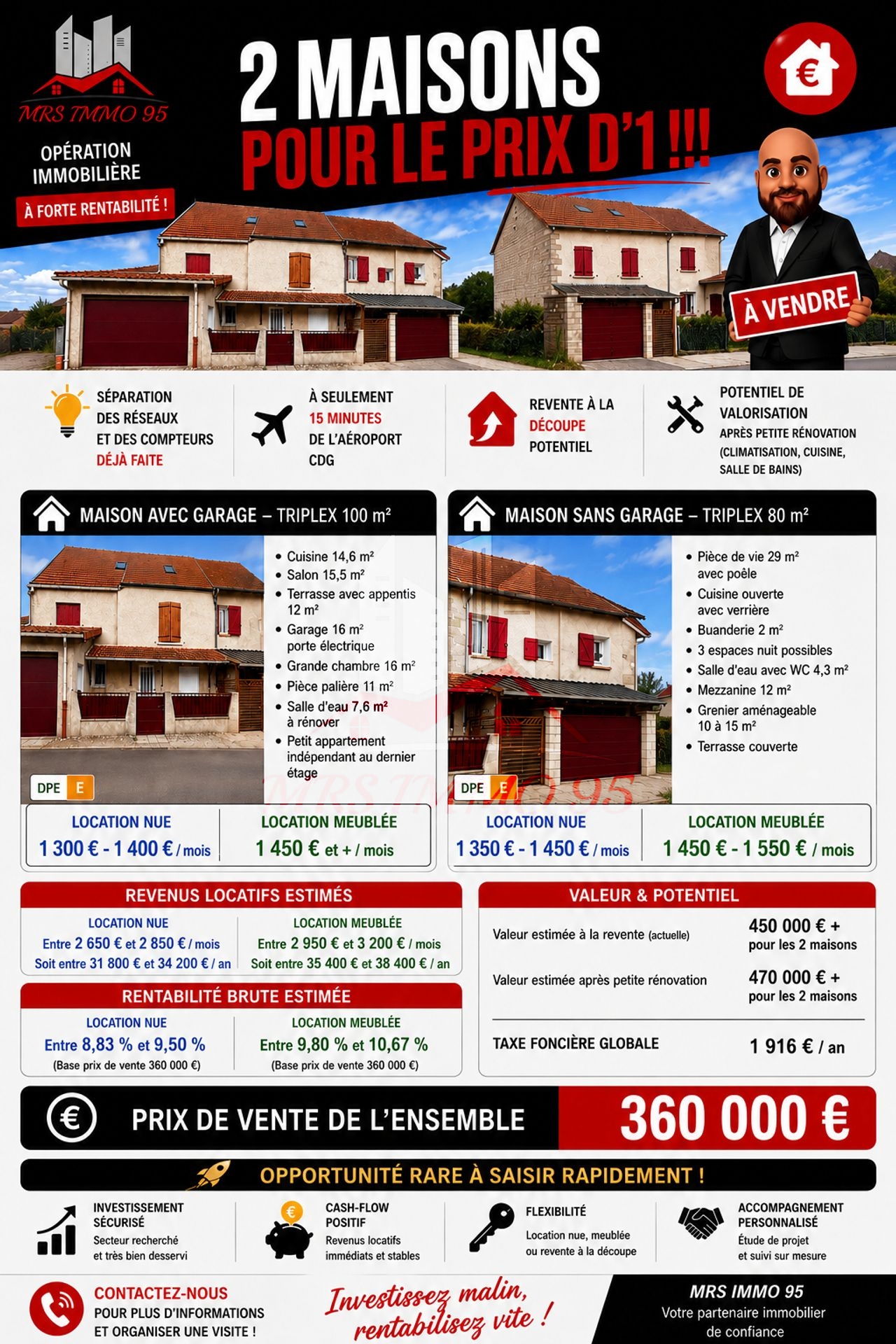 Immeuble de 2 maisons de ville à VÉMARS