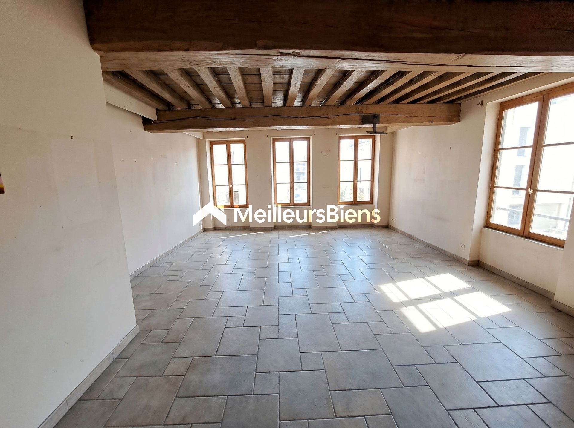 Triplex d'habitation avec grande terrasse, divisible en lots distincts.