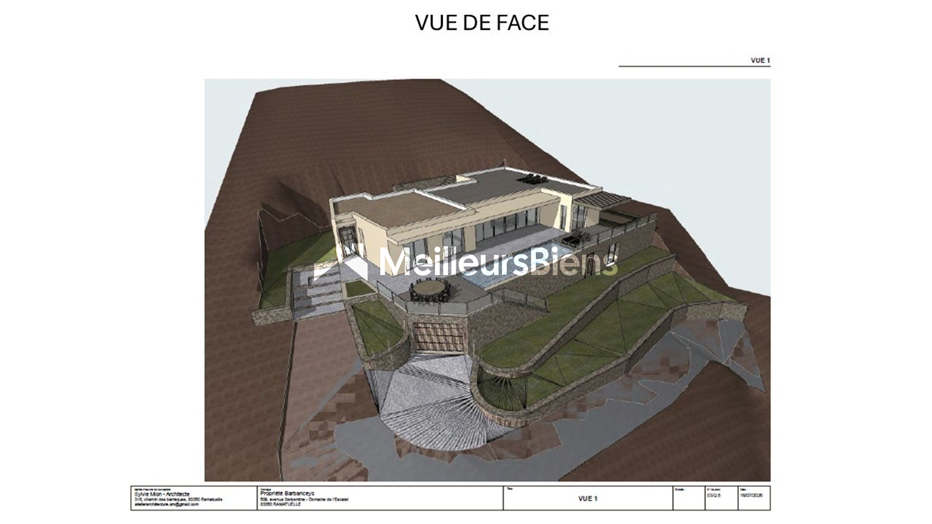 Propriété vendue avec permis de construire accordé pour une villa contemporaine