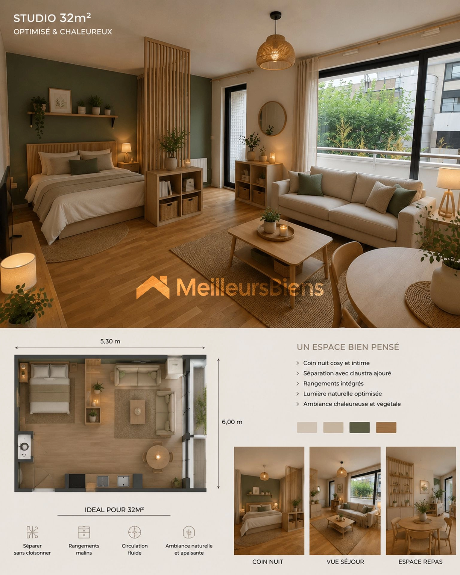STUDIO DANS QUARTIER FLEURI RARE
