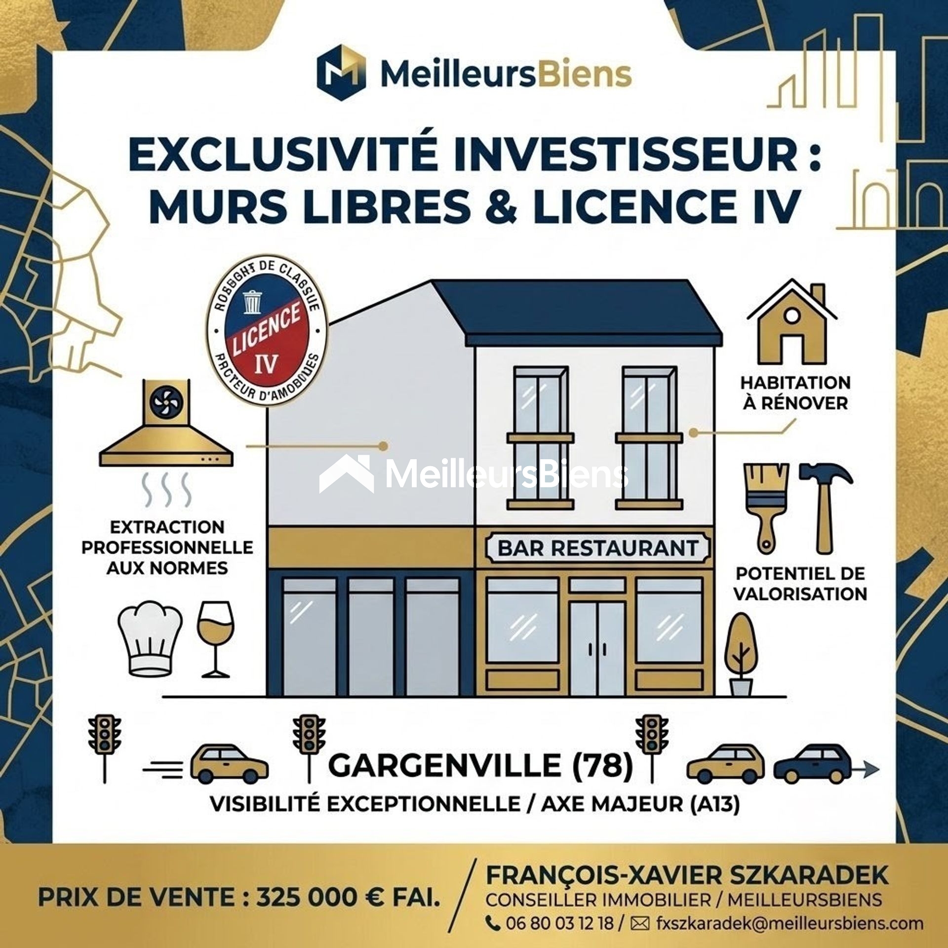 Ensemble commerce avec License IV + extraction et logement
